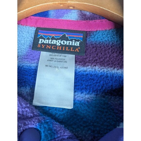 Patagonia‎ Synchilla Sweater Women's Medium Purple/Blue Fleece Snap T Pullover - Picture 6 of 8